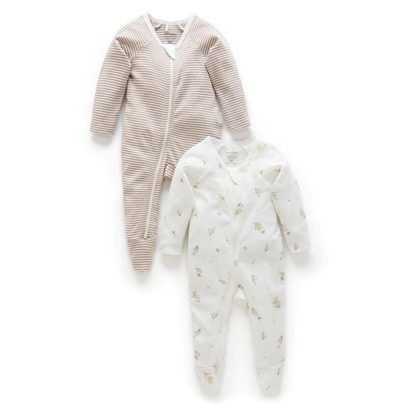 Purebaby 2 Pack Zip Growsuit image number 0